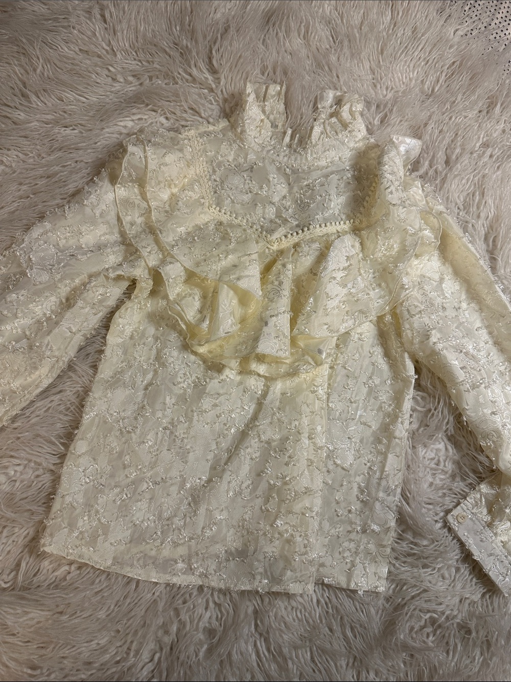 Ivory Lace Ruffle Dress Top